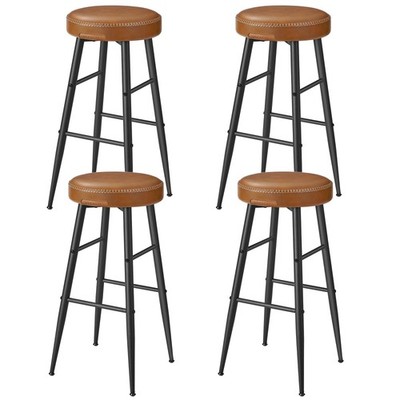 EKHO Collection Bar Stools, Set of 4, Bar Chair, Kitchen Chair, Faux Leather, MidCe...