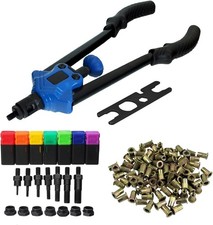 Hand Riveter Nutsert Rivnut Gun Repair Tool M3-M12 Mandrels + 200pc Nut Rivets