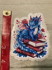 Vinyl Blue Book Dragon Sticker Mystical Dragon Sticker Laptop waterbottle decal