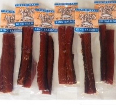 Alaska s Best Wild Caught Smoked King Salmon Jerky 1 Ounce Strips- Lot Of 6- New