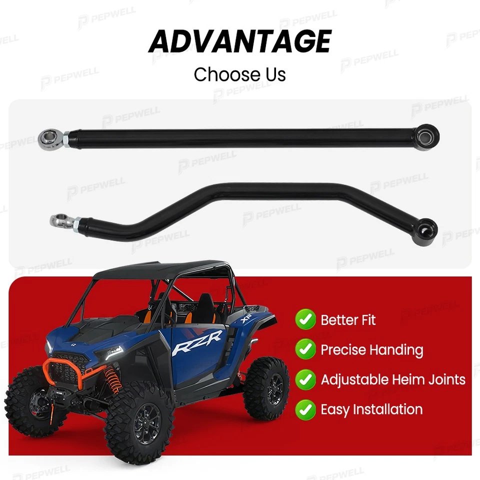 Super ATV High Clearance Rear Radius Arms Rods for Polaris RZR XP 4 1000 Black Foto 4 de 4
