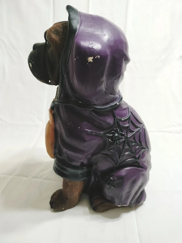 Cracker Barrel Halloween Dog Boxer Statue Spiderweb - Image 3 of 4