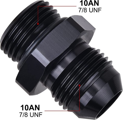 ORB O-ring AN10 10AN to AN10 10AN Male Adapter Fitting Black Pack of 2 - Picture 2 of 12