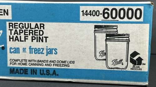 BALL One Dozen Regular Tapered Half Pint Can Or Freeze Glass Jars Made In USA - Picture 4 of 23