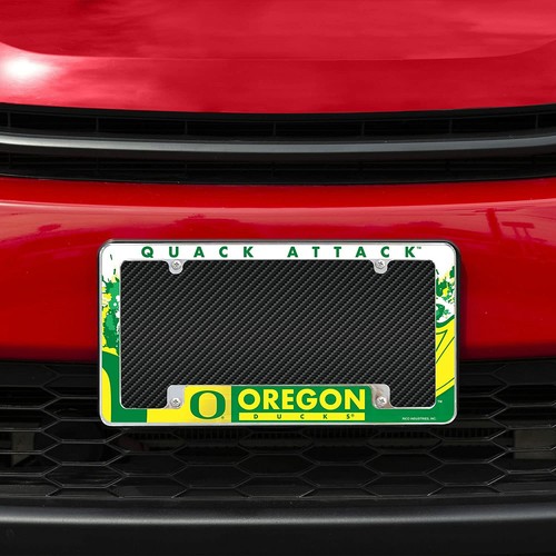 *NEW!! *Oregon Ducks All Over Design Chrome Metal License Frame FREE SHIPPING!! - Picture 2 of 3