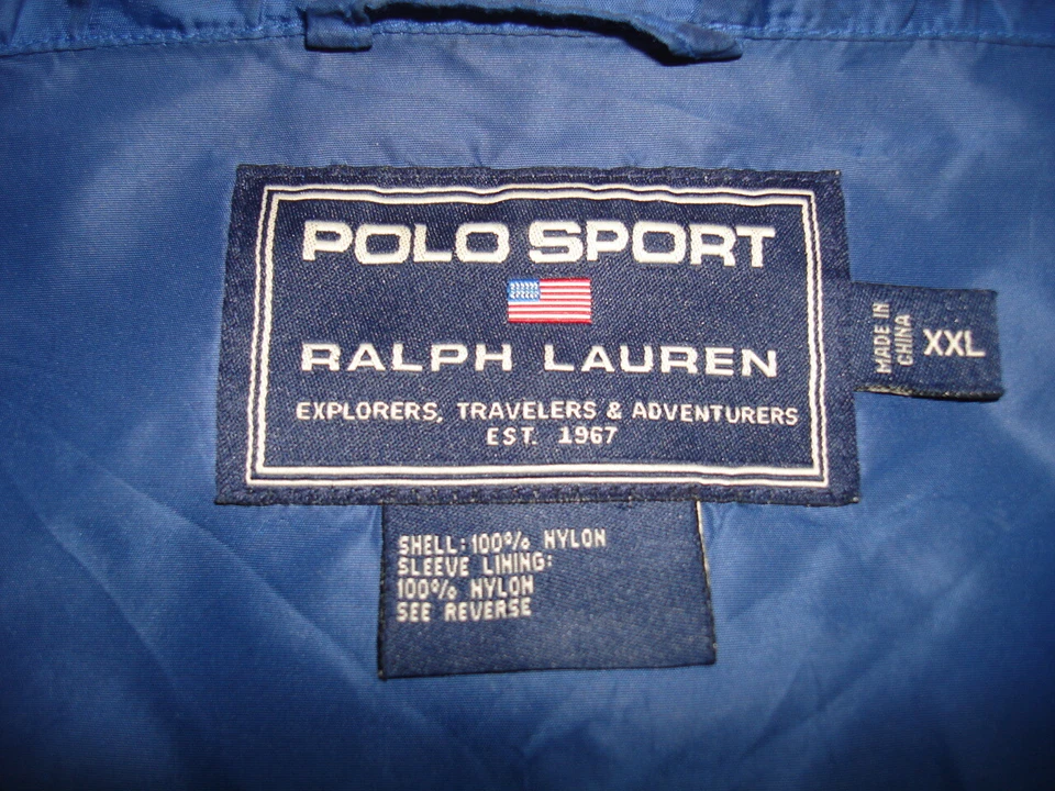 Chaqueta cortavientos Ralph Lauren Polo Sport azul liso 100 % nailon cintura 2xl Foto 4 de 4