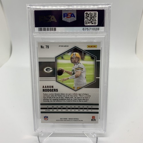 Panini Mosaic 2021 Aaron Rodgers Green Prizm PSA 10 - Imagen 3 de 3