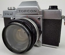 Vintage Topcon Uni 35 MM Film Camera w/ Lens Leather Case Lens Cover Untested