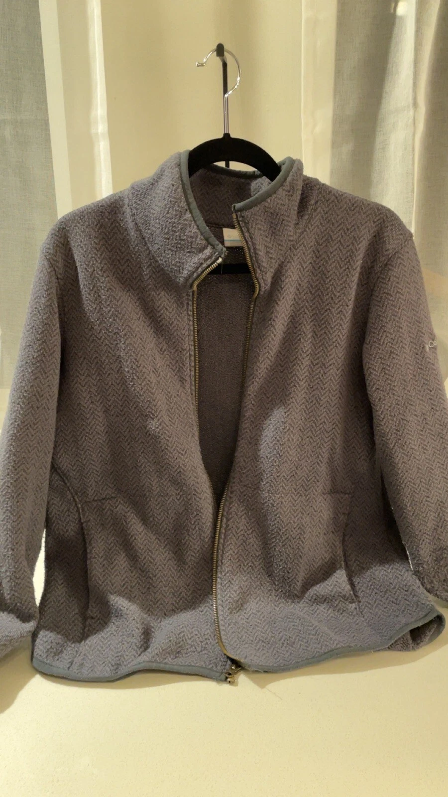 Columbia Jacket Adult XL Large Gray Full Zip-Up Long Sleeve Fleece Logo Mens