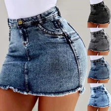 Women's Sexy Denim Bodycon Mini Skirt Party Summer Pencil Skirts Dress Clubwear