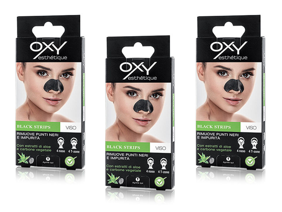 Oxy Neri/Carbone Cerottini Purificanti Black Strips Naso, 8 Pezzi - Immagine 2