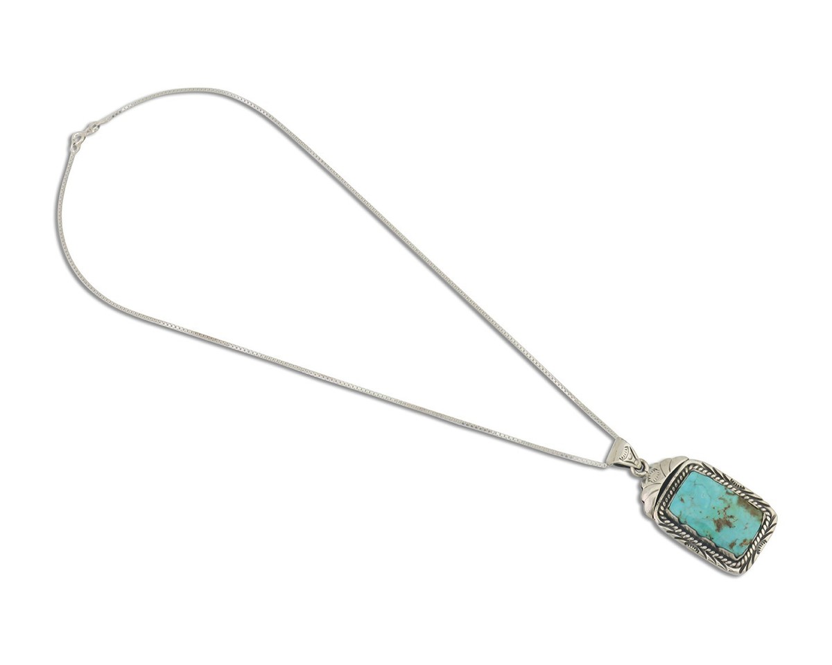 Navajo Necklace 925 Silver Turquoise Native Artist Signed