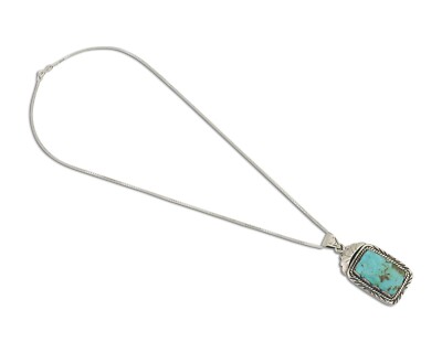 Navajo Necklace 925 Silver Turquoise Native Artist Signed