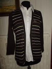  BAGORAZ Weste braun gestreift und Bluse Baumwolle weiß integriert Gr.4 42/44