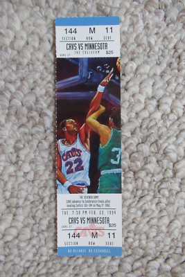 CLEVELAND CAVALIERS VS MINNESOTA TIMBERWOLVES 2/22/1994 FULL TICKET