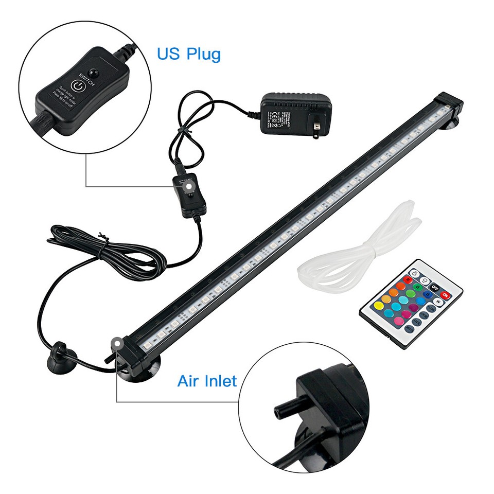 Aquarium Underwater Air Bubble LED Light Fish Tank RGB Submersible Lamp ...