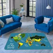 3D Color Distribution 865NAO World Map Non Slip Rug Mat Elegant Photo Carpet Fay