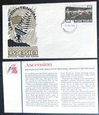 AMERICAN INDEPENDENCE SPACE ASCENSION SATELLITE STATION  1976 FLEETWOOD FDC+INFO