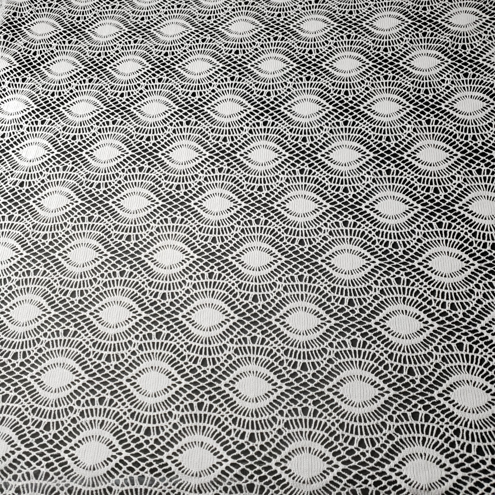 White Eye Lattice Faux Crochet Lace Fabric 62" BY THE YARD Art Deco Design