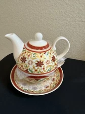 Stechcol Gracie Bone China Tea For One 3 Piece Teapot Christmas Pattern