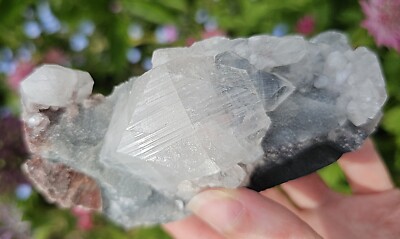 Large Apophyllite Crystal On Chalcedony Crystals Mineral Specimen 11 Cm, #A43