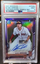 2021 Bowman Chrome Blaze Jordan 1st Auto Purple Refractor /250 Mint PSA 9