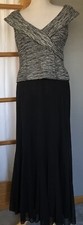 Vtg Alex Evenings Formal Maxi Dress 10P Black Silver Glitter Weddings Whimsigoth