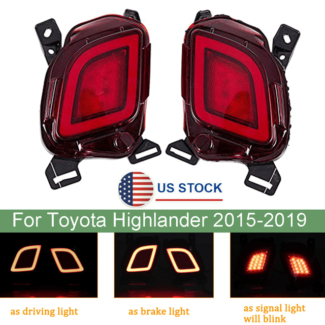 For Toyota Highlander 20152019 LED Rear Brake Light Tail Bumper
