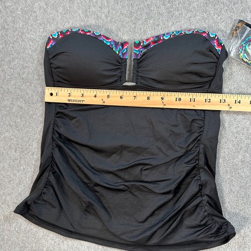 A.N.A. Tankini Swim Top Women's 8 Black Multicolor Removable Straps Padded New - Picture 6 of 10