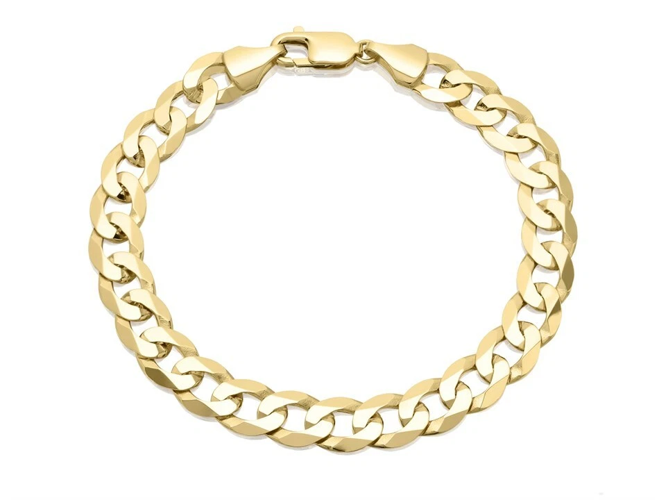 F.Hinds Mens Jewellery 9ct Yellow Gold 9.5mm Wide Heavyweight Curb