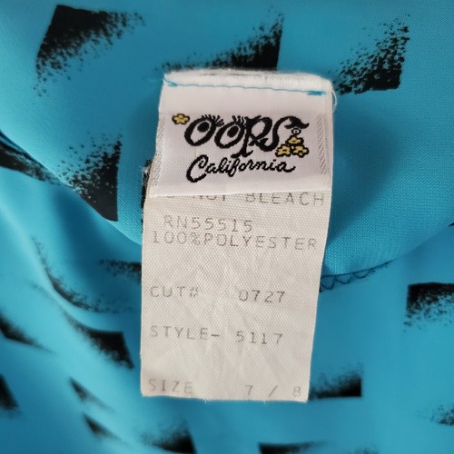 Vintage Oops California Dress 7/8 Blue Black Geometric Print - Picture 11 of 12