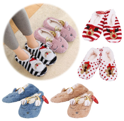 3 Pack of Women's Soft Warm  Reindeer Sherpa Lined Slippers
