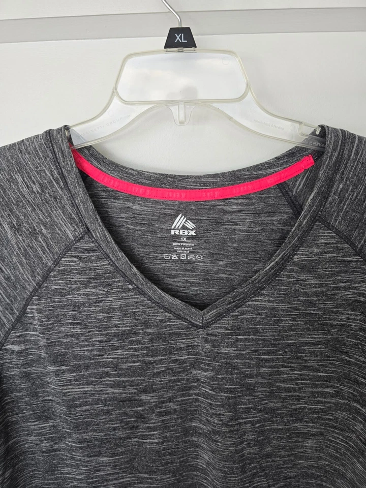 RBX Women’s Gray W/Pink Athletic Activewear Performance Top 1x - Image 3 of 4