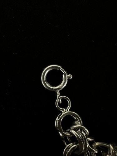 Bracciale Vintage In Argento Sterling Con Charm Musicale A Doppia Catena 7.5” - Foto 7 di 10