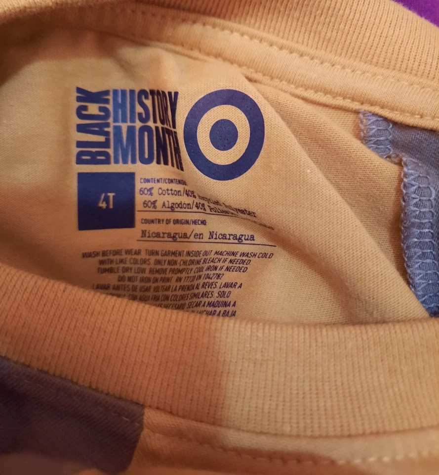 Lote de 2: Camisa Negra Mes de la Historia Jóvenes Niños Manga Corta Niño Talla XS 4T Foto 3 de 4