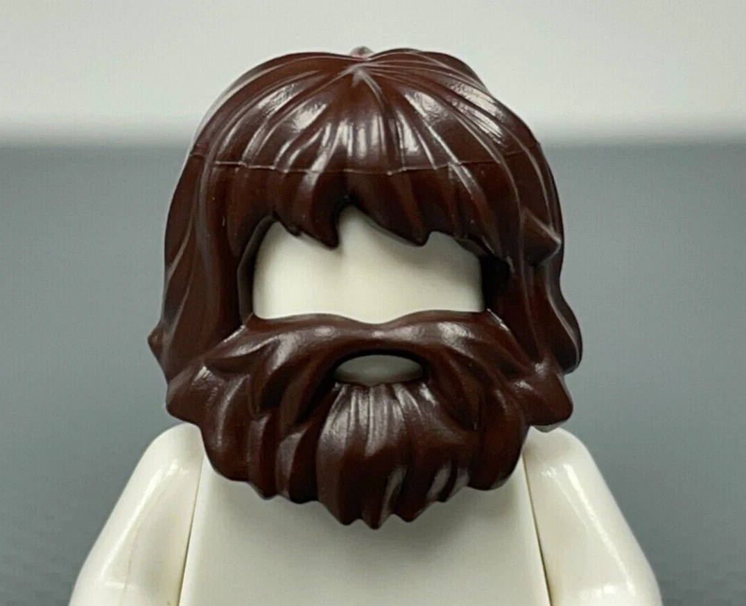LEGO Dark Brown Minifigure Hair Shaggy with Beard Moustache Cave