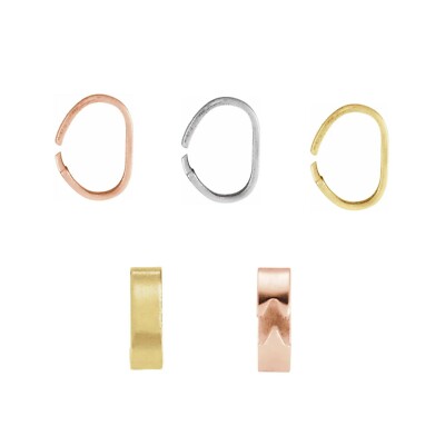10K 14K 18K Gold Platinum or Silver 6mm or 7.3mm OD Flat Open Pinch Bail Finding