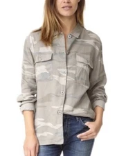Rails Everett Relaxed Camo Shirt Linen Blend Button Down Pockets Size Medium
