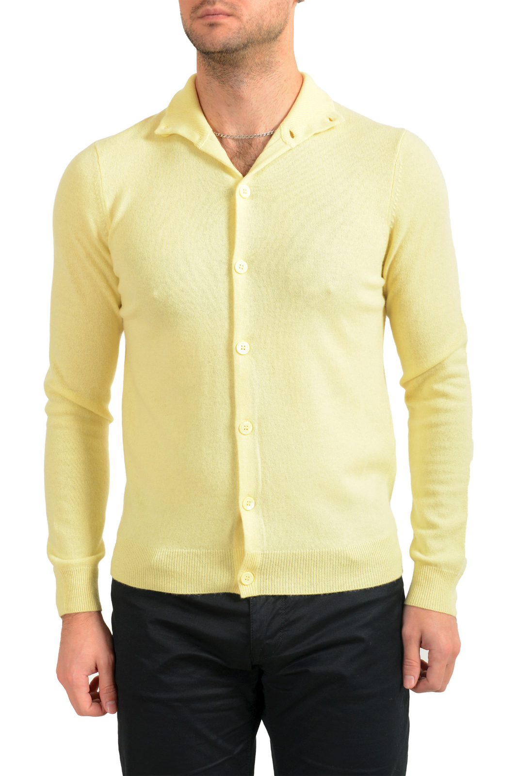Мужской желтый шерстяной кашемировый кардиган-свитер Malo Optimum