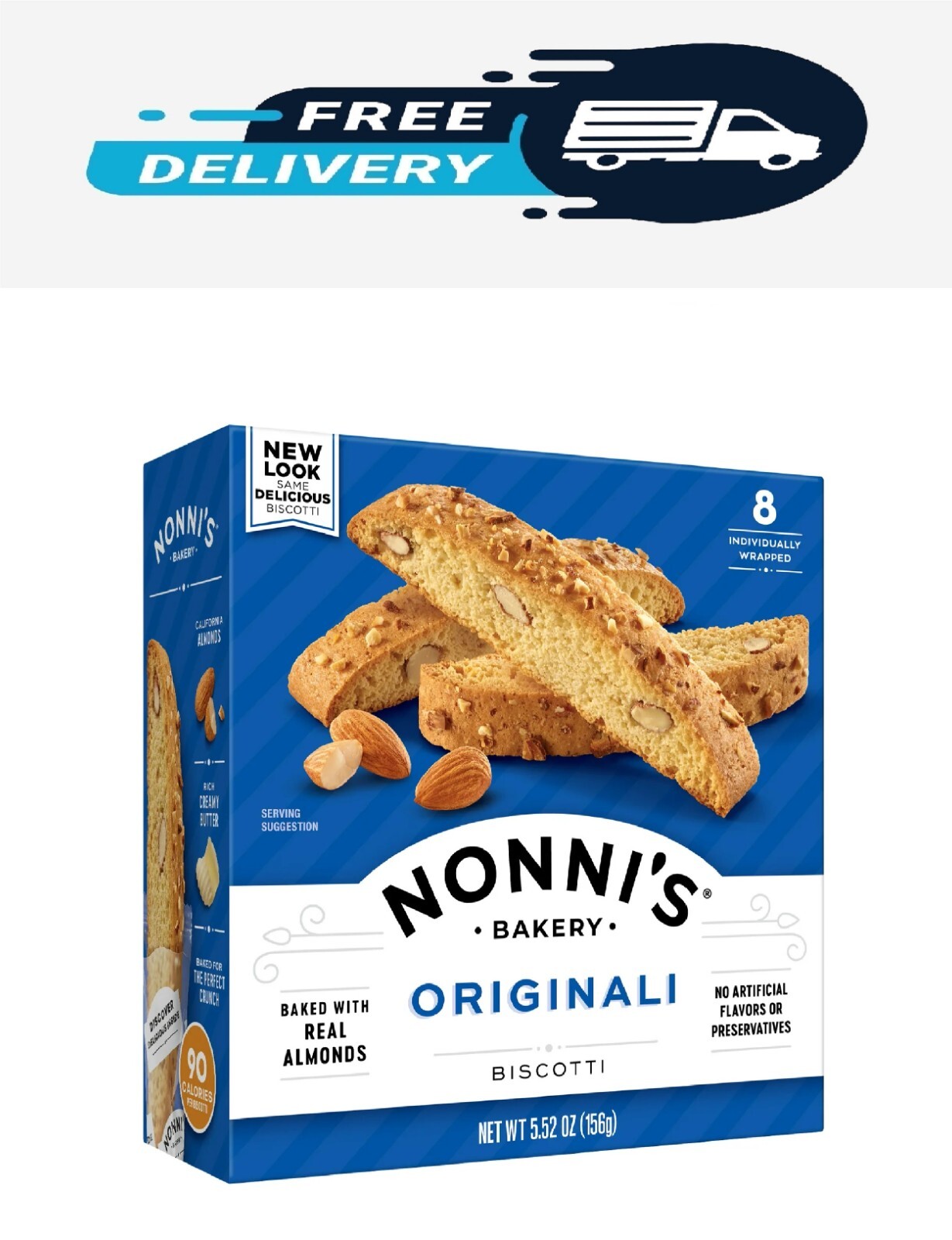 Nonni'S Originali Biscotti Almond Cookie 5.52 Oz 156G 8 Ct Individually