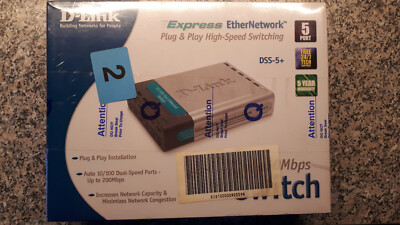 D-Link DSS-5+ 5-Port Fast Ethernet Deskop Switch, Neu, Original Verpackt
