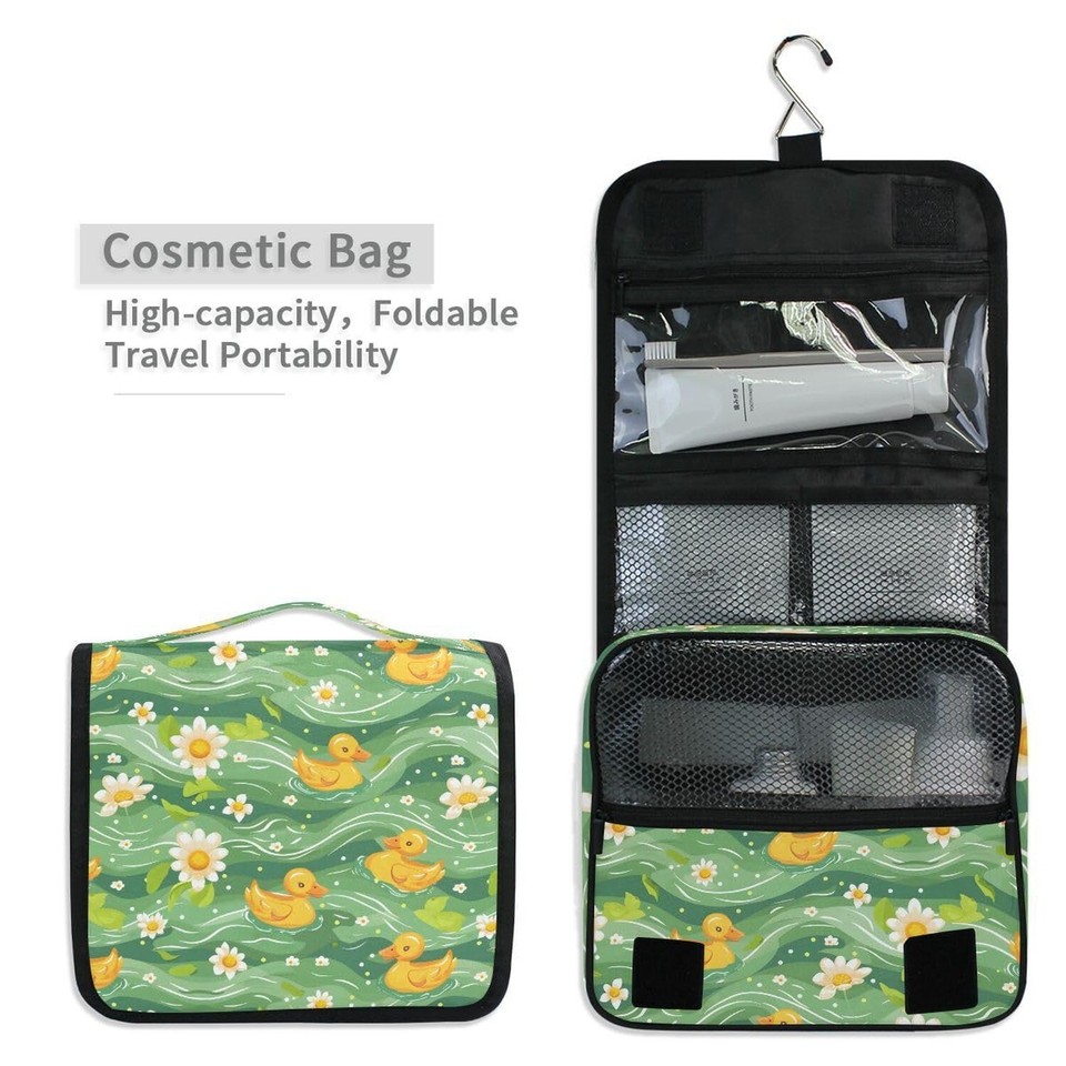 Hanging Travel Toiletry Bag Little Ducks Daisy Flower Kit Makeup Case
