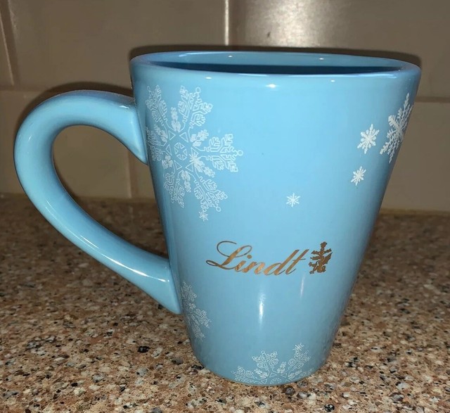 Rare Lindt LINDOR Chocolate Coffee Mug Snowflake Christmas Holiday Blue