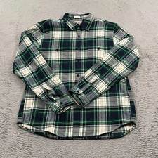 J.Crew Shirt Mens Large Double Brushed Mid Weight Flannel Blue White Plaid