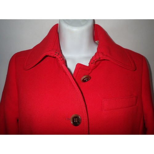 J.Crew Lady Day Coat Sz 0 Double Cloth Italian Wool Red Thinsulate Classic - Picture 10 of 13