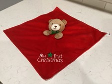 Little Me Bear Lovey Security Blanket My First Christmas Embroidered 15 in