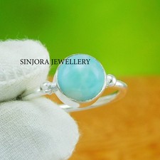 Larimar Gemstone 925 sterling silver handmade Gift ring US size 5 to 13