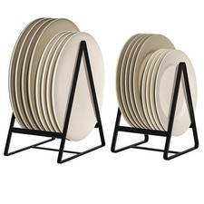 2 Pack Kitchen Plate Holders Metal Dish Rack Organiser for Cupboard & Countertop