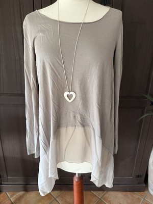 BSB Fashion Bluse Tunika Taupe Gr M