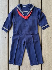True Vintage 1960s Kids Navy Cracker Jack and Jill Sailor Suit Chainstitch Sz 6